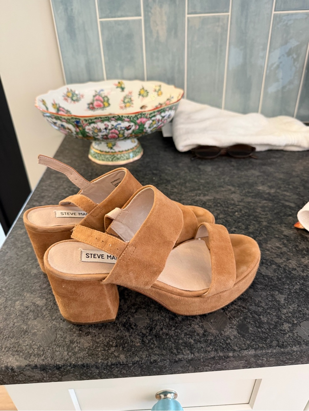 Steve Madden Tan Suede Platform Sandal Heels